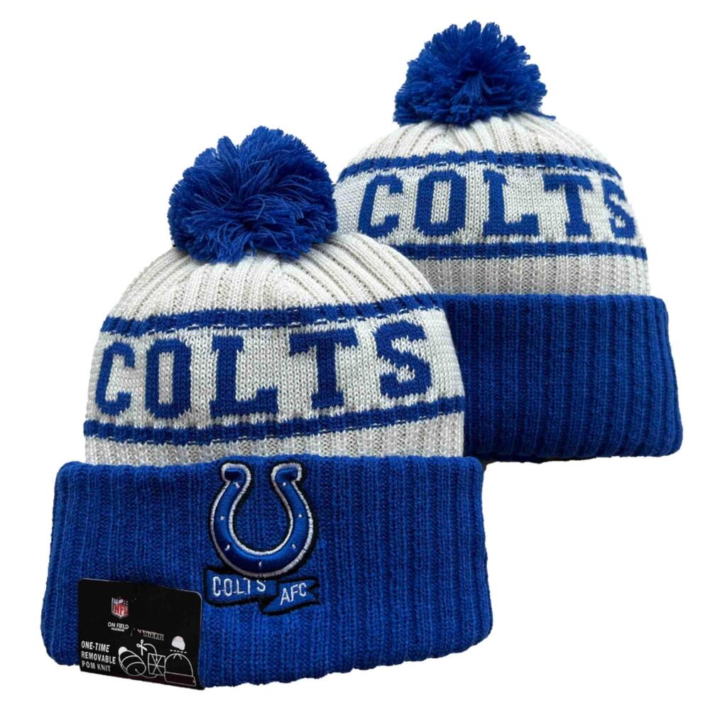 NWT Indianapolis Colts Sports Knit Pom‎ Beanie Fleece Lining OSFA Unisex